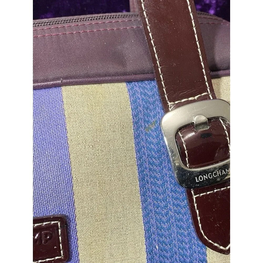 LONGCHAMP Shoulder‎ Bag Pink Red Rainbow Stripe Leather Hobo